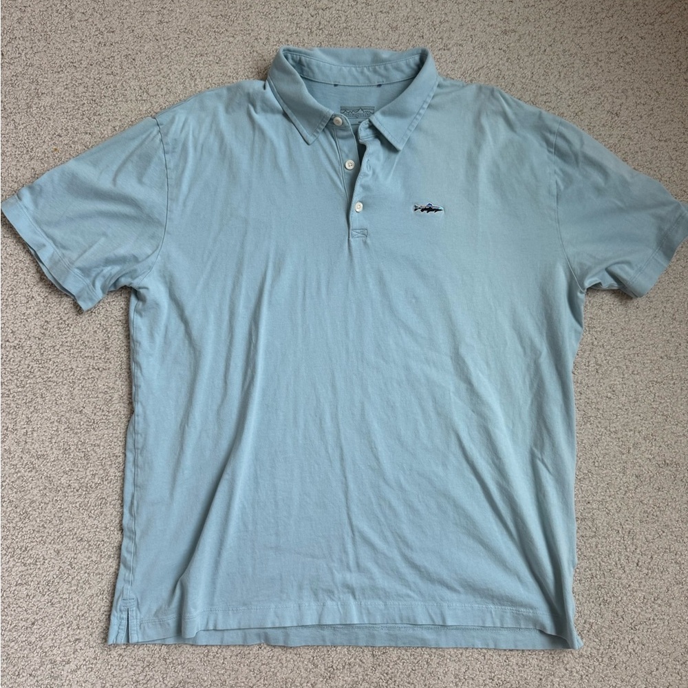 Patagonia Men's Sky Blue Polo Shirt